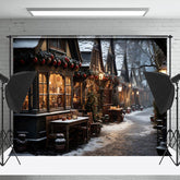 Lofaris Nach Schnee Stadt Licht Nacht Szene Weihnachten Hintergrund